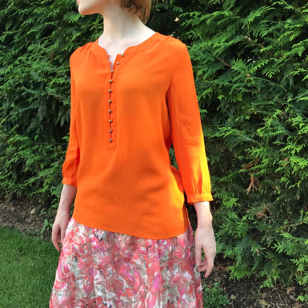 Banana Republic Orange Buttoned Blouse XS